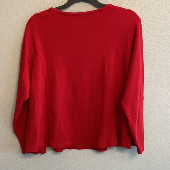 Coldwater Creek- Bright red cotton long sleeve- Size PXL - Picture 6 of 6